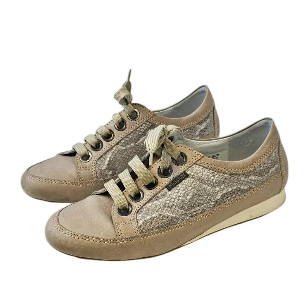 Mephisto Womens Air Relax Sneakers Size 8.5 Snake Print Comfort Lace Up